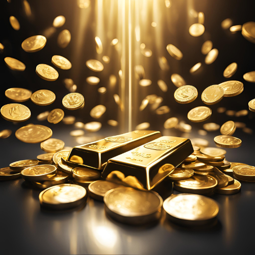 Coins transforming into gold bar